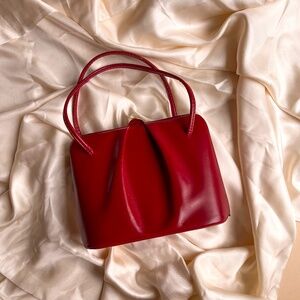 Vintage 1950s Ruby Red Leather Structured Handbag